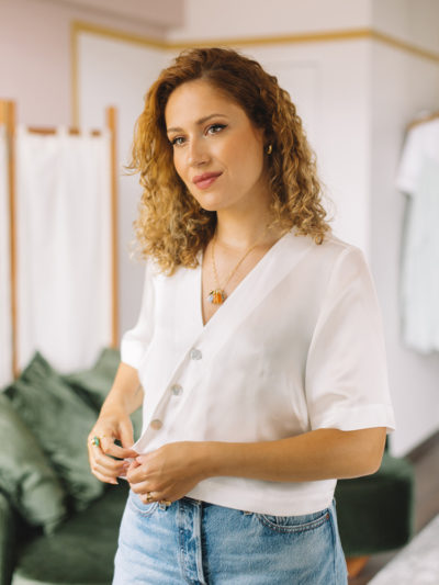 blusa seda botoes